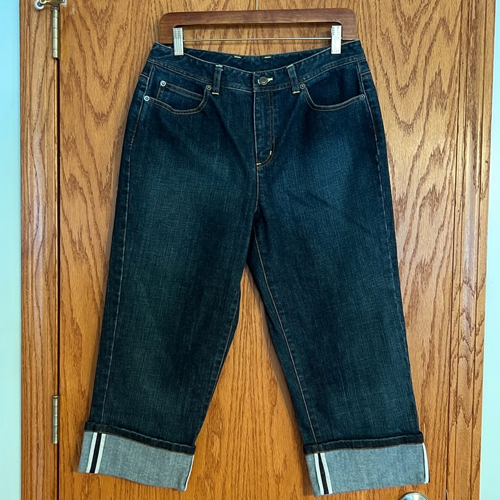 Talbots Stretch Dark Denim Wide Cuff Jeans